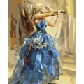 Kép 2/9 - Hegedűs kék ruhában - Számfestő készlet, kerettel (40x50 cm)