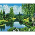 Kép 2/8 - Nyárfa a folyó mellett - Gyémántszemes kirakó készlet, kerettel (40x50 cm)