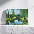 Kép 8/8 - Nyárfa a folyó mellett - Gyémántszemes kirakó készlet, kerettel (40x50 cm)