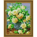 Kép 2/6 - Fehér rózsacsokor - Gyémántszemes kirakó készlet, kerettel (40x50 cm)
