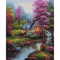 Kép 2/8 - Ház a patakparton - Gyémántszemes kirakó készlet, kerettel (40x50 cm)