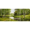 Kép 2/9 - Nyírfák a patakparton - Többrészes számfestő, kerettel (50x120 cm)