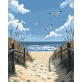 Kép 2/8 - Lábnyom a homokban - Számfestő készlet, kerettel (40x50 cm)