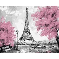 Kép 2/7 - Eiffel torony virágzásban - Számfestő készlet, kerettel (40x50 cm)