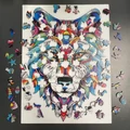 Kép 8/10 - Fa puzzle – Színes farkas (170 darabos)