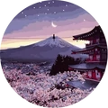 Kép 2/6 - Tavaszi Japán éjszakák - Számfestő készlet, kerek kerettel (40x40 cm)