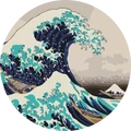 Kép 2/6 - Kanagawa hullámai - Számfestő készlet, kerek kerettel (40x40 cm)