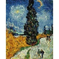 Kép 2/9 - Van Gogh: Út ciprusokkal és csillaggal - Számfestő készlet, kerettel (50x65 cm)