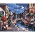 Kép 2/8 - Velence éjjel - Számfestő készlet, kerettel (40x50 cm)