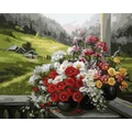 Kép 2/9 - Alpesi táj csokorral - Számfestő készlet, kerettel (40x50 cm)