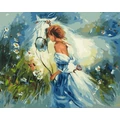 Kép 2/9 - Lány lóval - Számfestő készlet, kerettel (40x50 cm)
