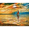 Kép 2/8 - Vitorlás a tavon - Számfestő készlet, kerettel (40x50 cm)