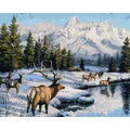 Kép 2/9 - Szarvasok télen - Számfestő készlet, kerettel (40x50 cm)