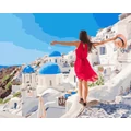 Kép 2/9 - Santorini ege fölé emelve - Számfestő készlet, kerettel (40x50 cm)