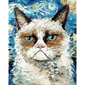 Kép 2/9 - Van Gogh: Grumpy Cat - Számfestő készlet, kerettel (40x50 cm)