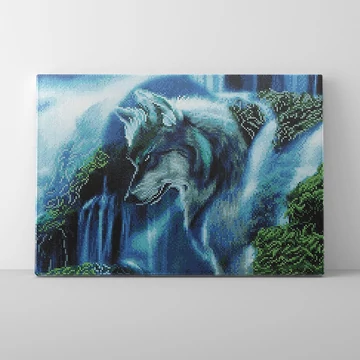 Farkas és vízesés - Gyémántszemes kirakó készlet, kerettel (40x50 cm)