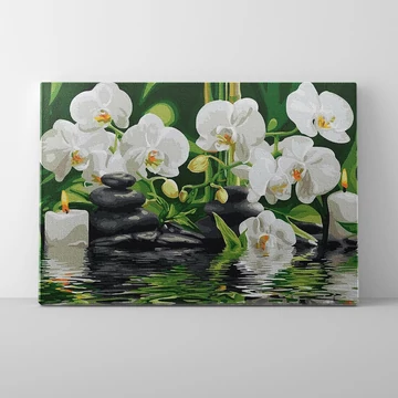 Orchidea a vízen - Számfestő készlet, kerettel (30x40 cm)