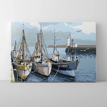 Varázslatos kikötő - Számfestő készlet, kerettel (30x40 cm) 