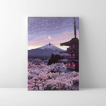 Tavaszi japán éjszakák - Számfestő készlet, kerettel (40x50 cm)