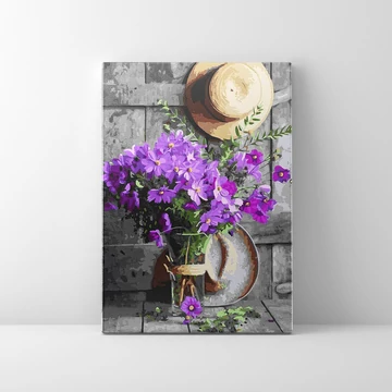 Lila virágok - Számfestő készlet, kerettel (40x50 cm)