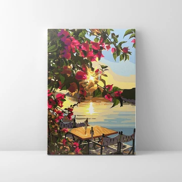 Naplemente a folyóparton - Számfestő készlet, kerettel (40x50 cm)