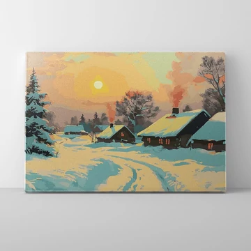 Téli menedék - Számfestő készlet, kerettel (40x50cm)