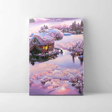 Fagyos vidéki táj - Számfestő készlet, kerettel (40x50 cm)