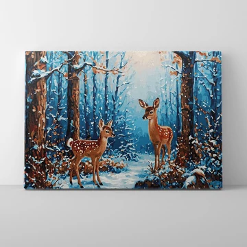 Őzek a télben - Számfestő készlet, kerettel (40x50 cm)