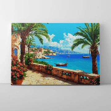 Pálmafás tenger - Számfestő készlet, kerettel (40x50 cm)