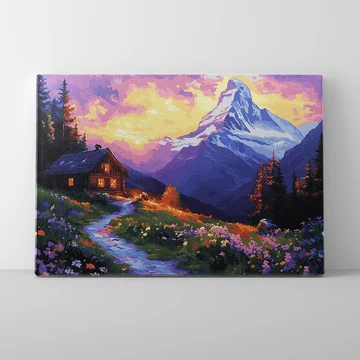 Hajnalodó táj - Számfestő készlet, kerettel (40x50 cm)