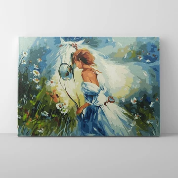 Lány lóval - Számfestő készlet, kerettel (40x50 cm)