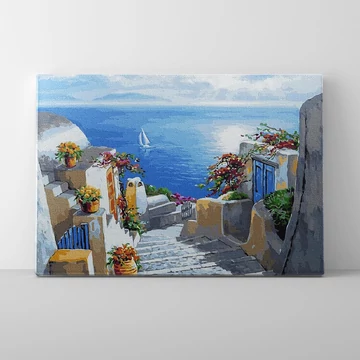 Csodás Santorini - Számfestő készlet, kerettel (40x50 cm)