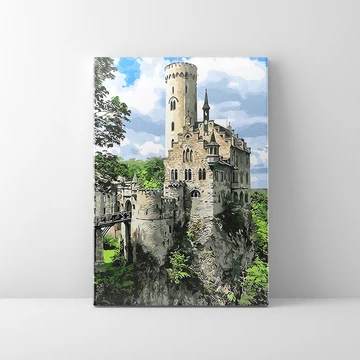 Kastély a sziklán - Számfestő készlet, kerettel (40x50 cm)