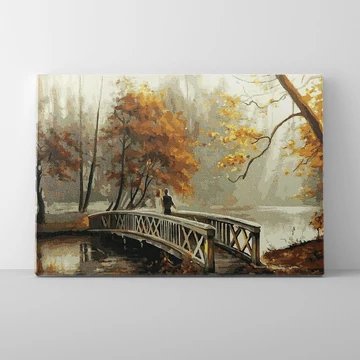 Híd az őszi parkban - Számfestő készlet, kerettel (40x50 cm)