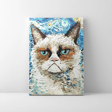 Van Gogh: Grumpy Cat - Számfestő készlet, kerettel (40x50 cm)
