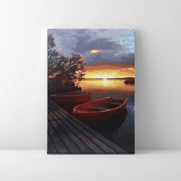 Naplemente a víz felett - Számfestő készlet, kerettel (40x50 cm)