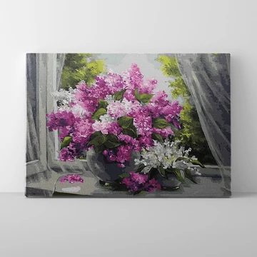 Orgona csokor az ablakban - Számfestő készlet, kerettel (40x50 cm)