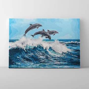 Delfinek a hullámok hátán - Számfestő készlet, kerettel (40x50 cm)