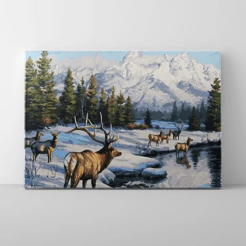 Szarvasok télen - Számfestő készlet, kerettel (40x50 cm)