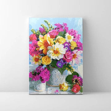 Színes nyári csokor - Számfestő készlet, kerettel (40x50 cm)