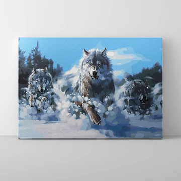 Bátor farkasok - Számfestő készlet, kerettel (40x50 cm)