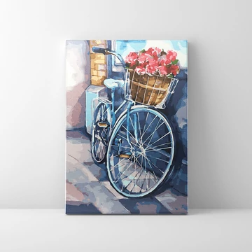 Virágba borult kerékpár - Számfestő készlet, kerettel (40x50 cm)