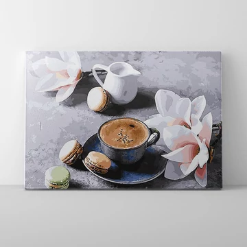 Macaron reggeli - Számfestő készlet, kerettel (40x50 cm)