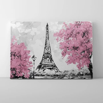 Eiffel torony virágzásban - Számfestő készlet, kerettel (40x50 cm)