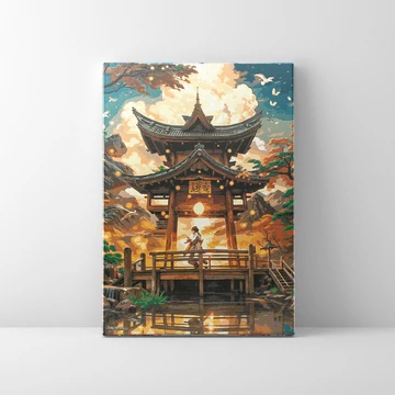Templom a hegyekben - Számfestő készlet, kerettel (40x50 cm)
