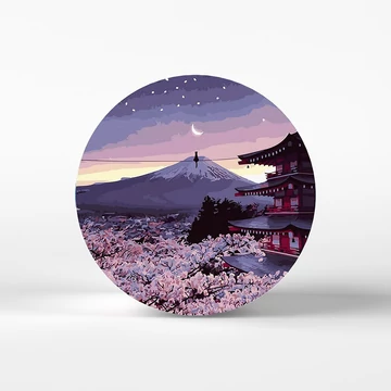 Tavaszi Japán éjszakák - Számfestő készlet, kerek kerettel (40x40 cm)