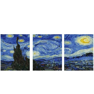 Van Gogh: Csillagos éjszaka - Többrészes számfestő, kerettel