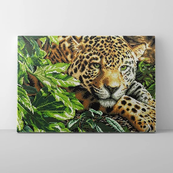 Jaguár - Gyémántszemes kirakó készlet, kerettel (40x50 cm)