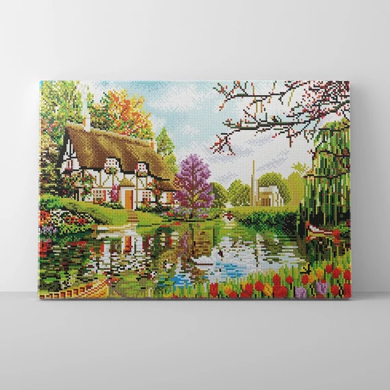 Színpompás vidék - Gyémántszemes kirakó készlet, kerettel (40x50 cm)