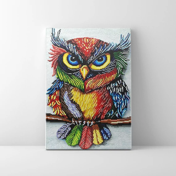 Színes bagoly - Gyémántszemes kirakó készlet, kerettel (40x50 cm)